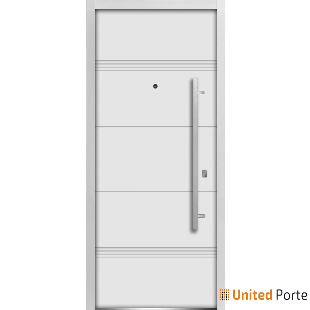 Front Exterior Prehung Steel Door | Stainless Inserts Single Modern Painted Door | Buy Doors Online