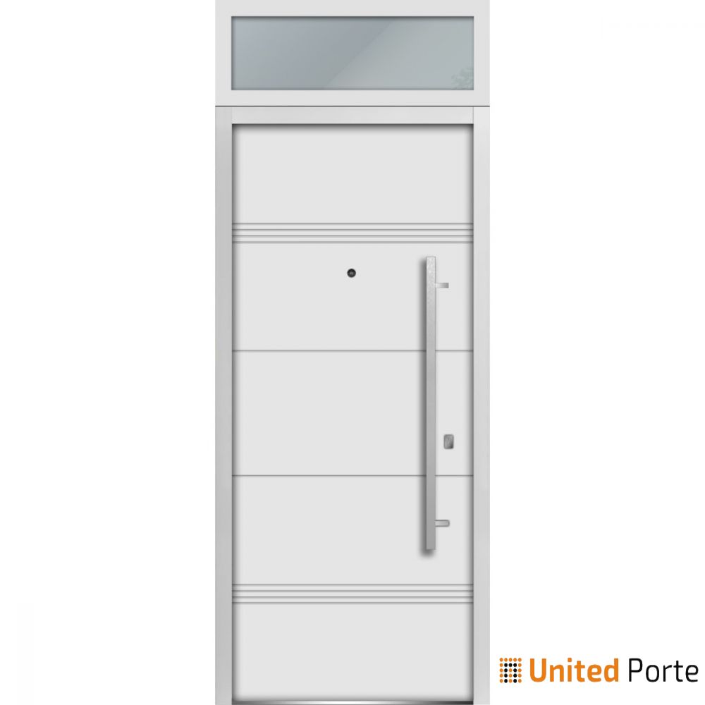 Front Exterior Prehung Steel Door | Stainless Inserts Single Modern Painted Door | Buy Doors Online