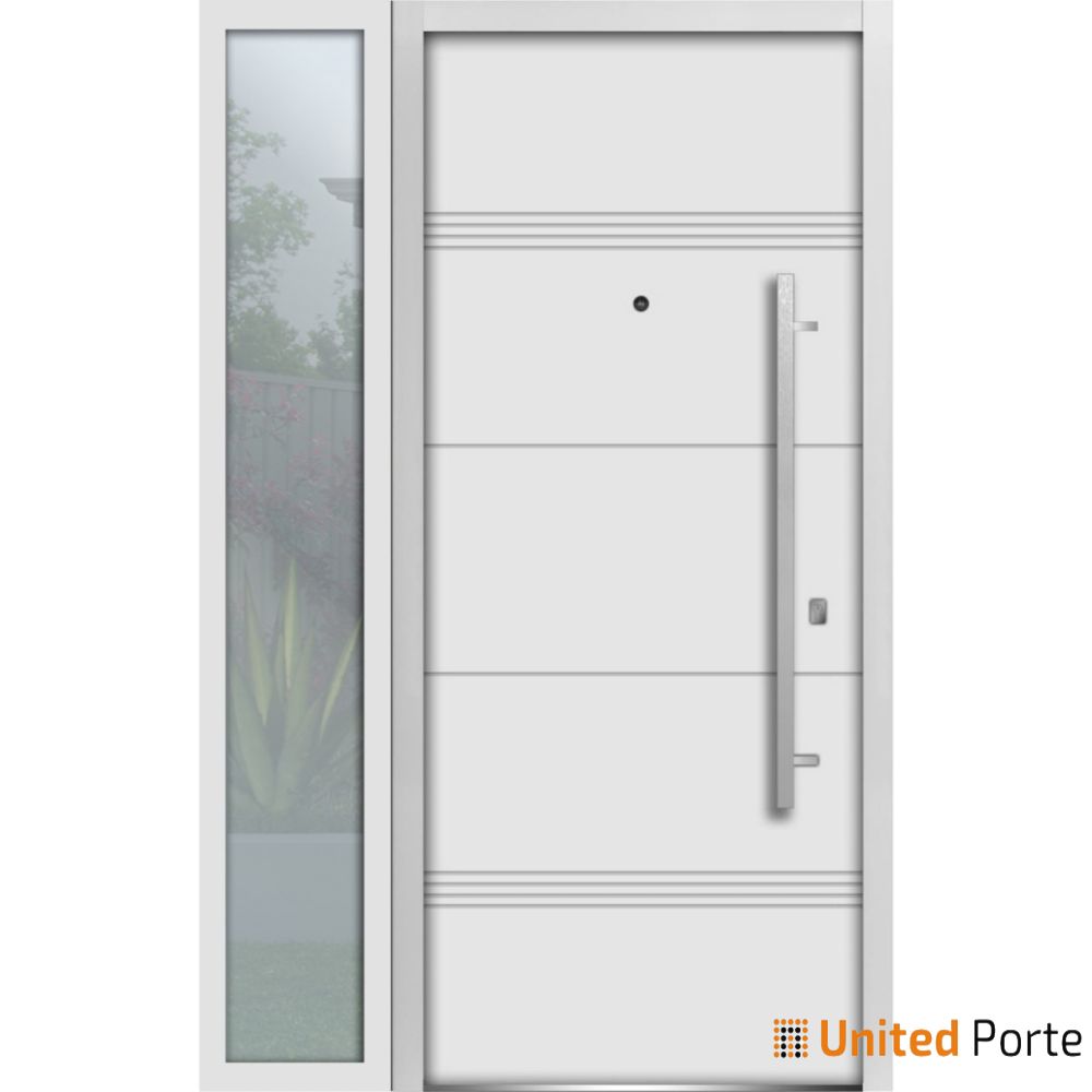 Front Exterior Prehung Steel Door | Stainless Inserts Single Modern Painted Door | Buy Doors Online