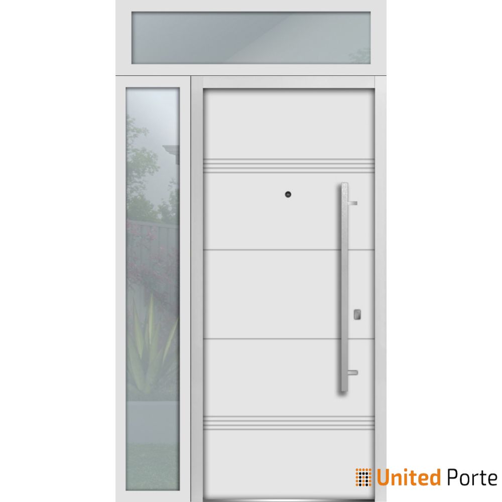 Front Exterior Prehung Steel Door | Stainless Inserts Single Modern Painted Door | Buy Doors Online
