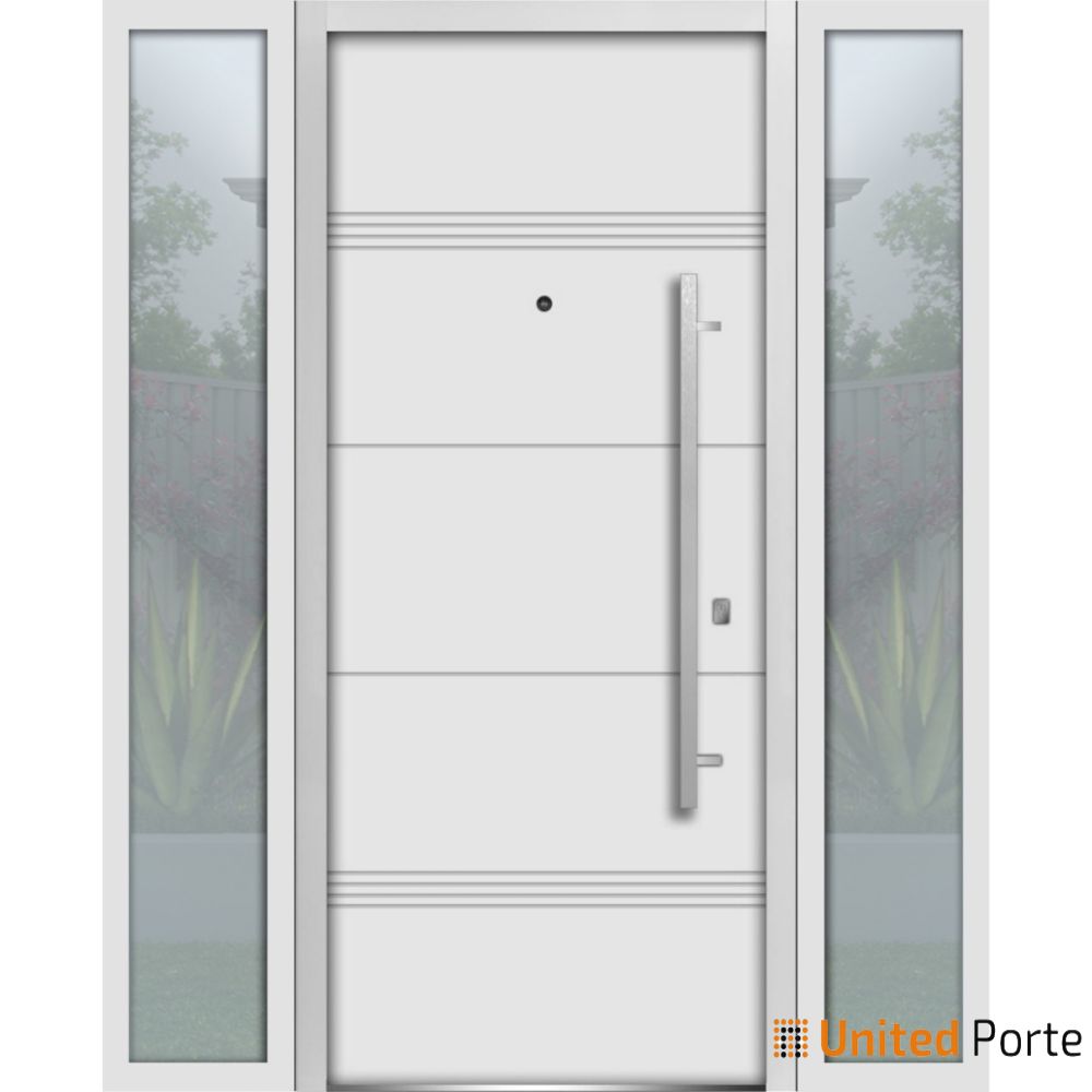 Front Exterior Prehung Steel Door | Stainless Inserts Single Modern Painted Door | Buy Doors Online