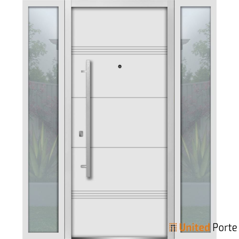 Front Exterior Prehung Steel Door | Stainless Inserts Single Modern Painted Door | Buy Doors Online