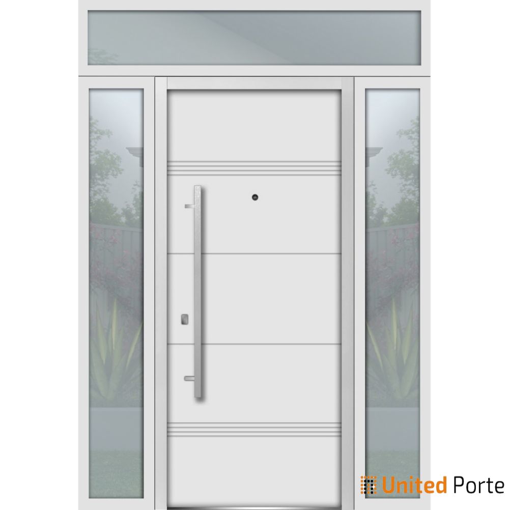 Front Exterior Prehung Steel Door | Stainless Inserts Single Modern Painted Door | Buy Doors Online