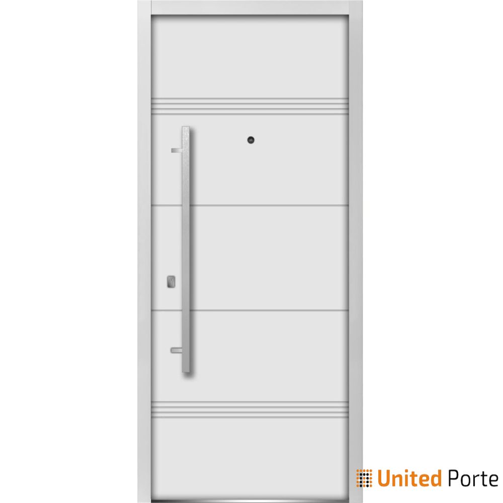 Front Exterior Prehung Steel Door | Stainless Inserts Single Modern Painted Door | Buy Doors Online