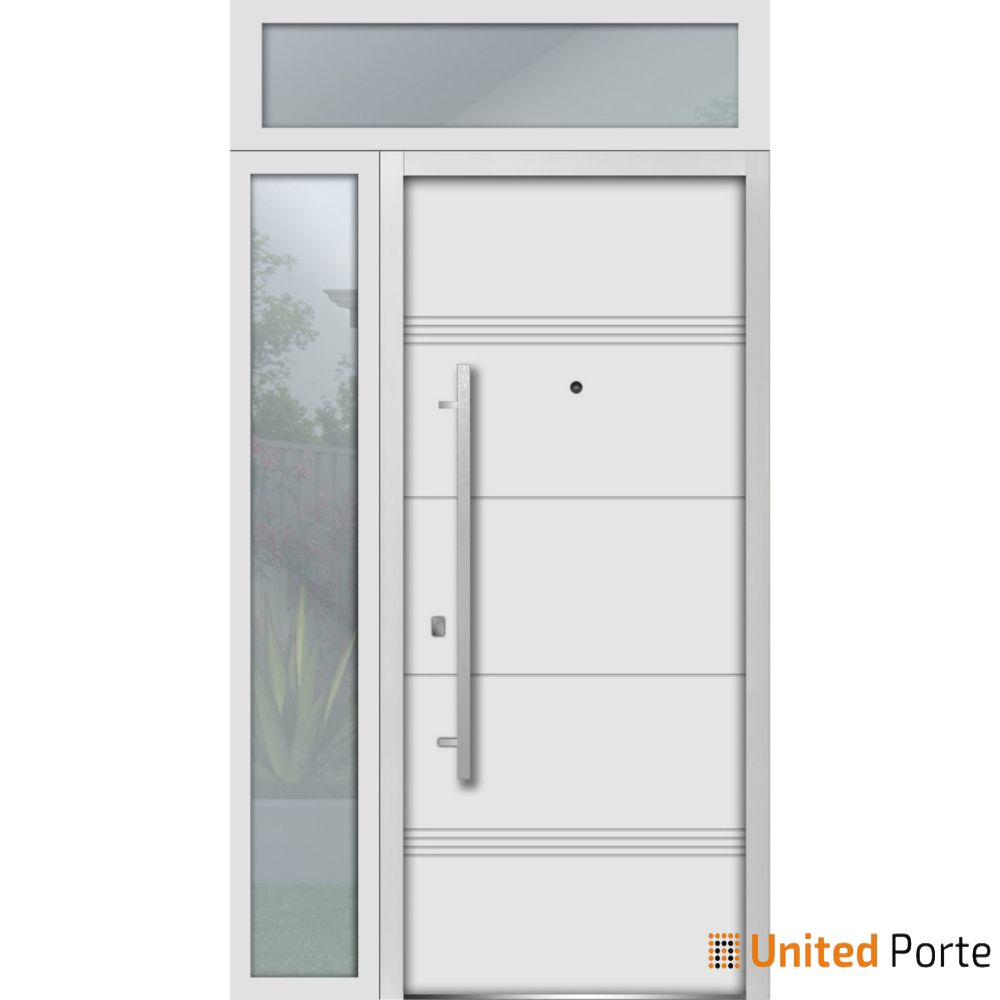Front Exterior Prehung Steel Door | Stainless Inserts Single Modern Painted Door | Buy Doors Online