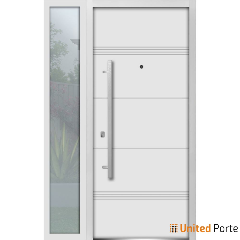 Front Exterior Prehung Steel Door | Stainless Inserts Single Modern Painted Door | Buy Doors Online