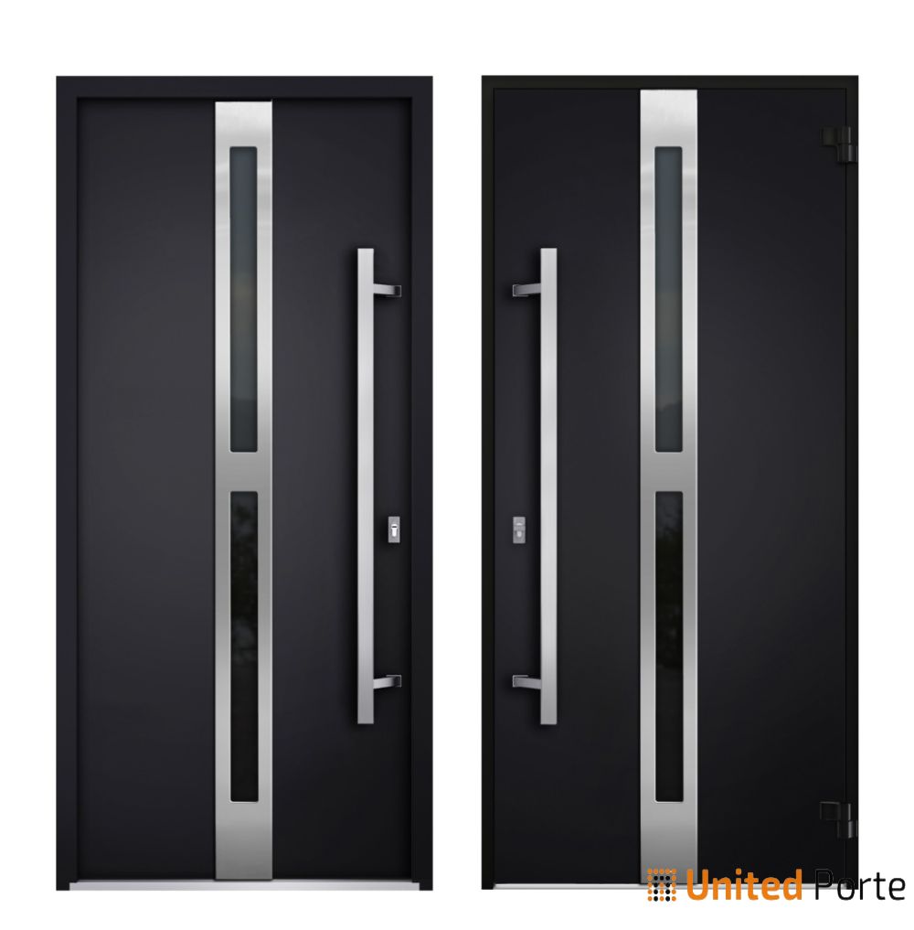 Front Exterior Prehung Steel Door | Stainless Inserts Single Modern Painted Door | Buy Doors Online