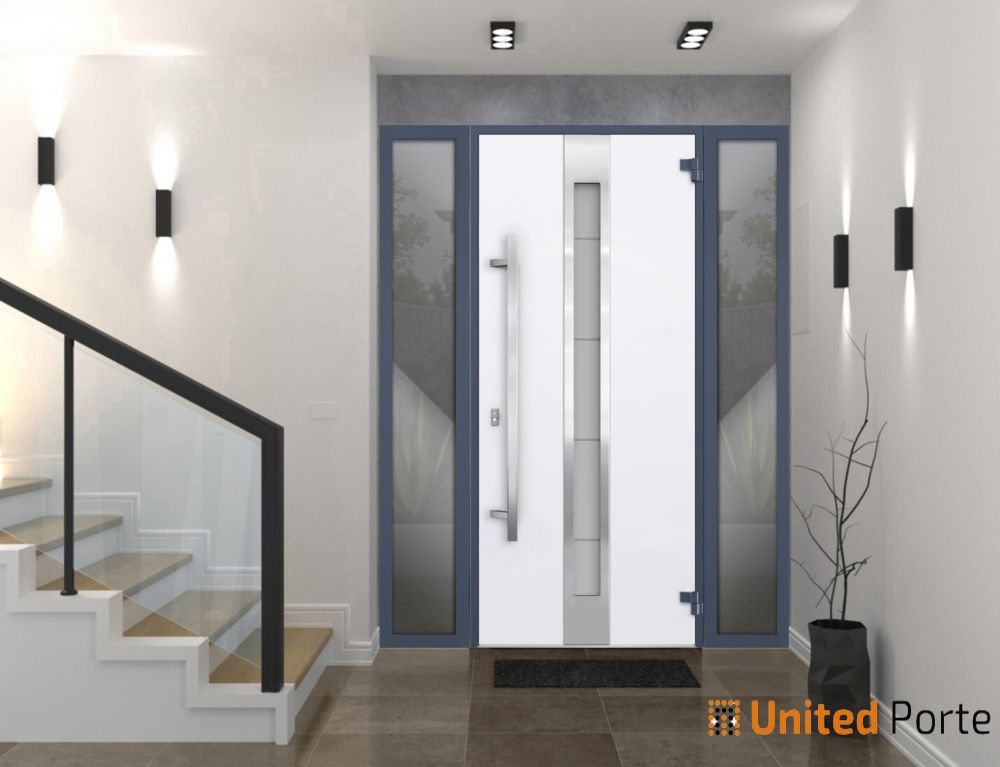 Front Exterior Prehung Steel Door | Stainless Inserts Single Modern Painted Door | Buy Doors Online