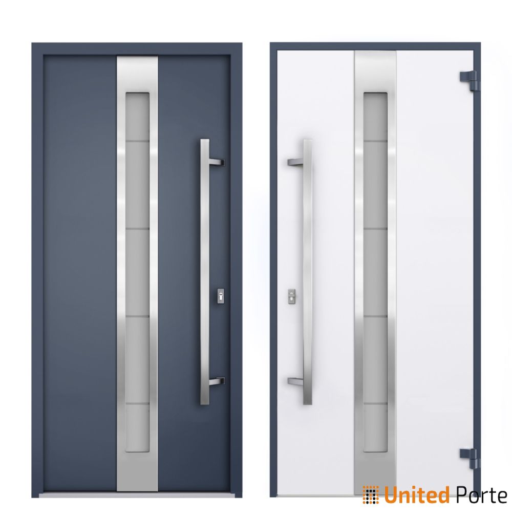 Front Exterior Prehung Steel Door | Stainless Inserts Single Modern Painted Door | Buy Doors Online