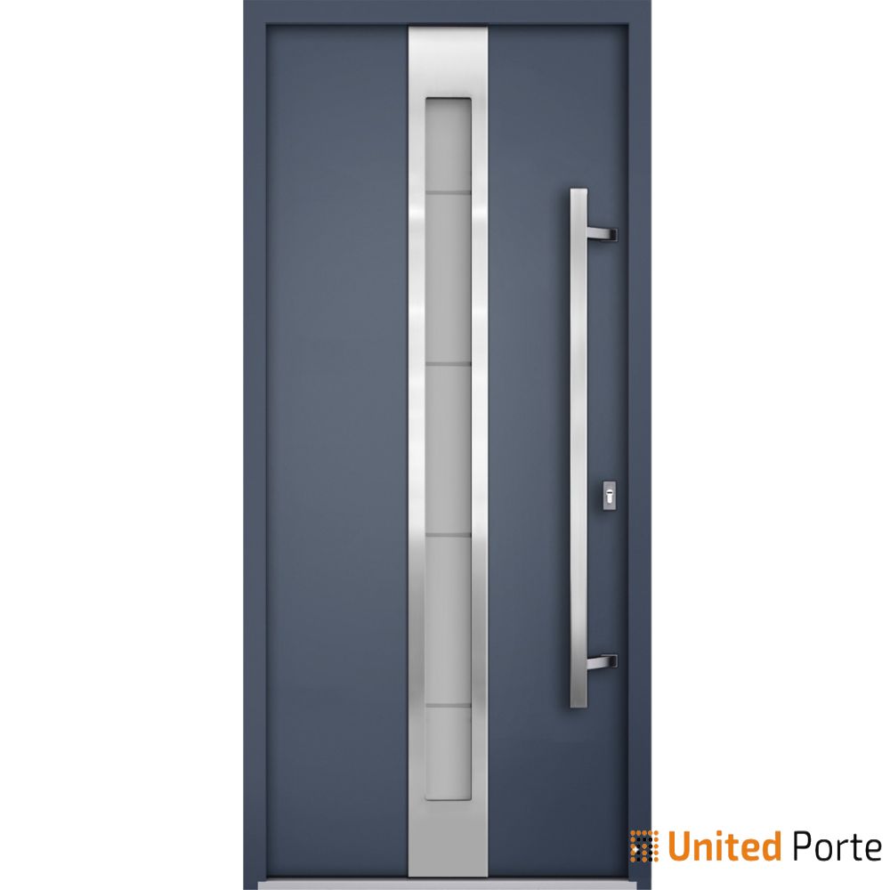 Front Exterior Prehung Steel Door | Stainless Inserts Single Modern Painted Door | Buy Doors Online