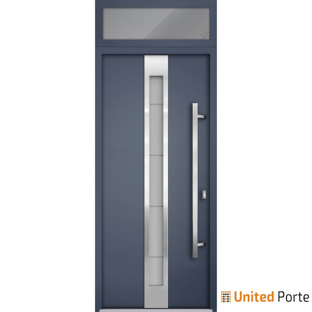 Front Exterior Prehung Steel Door | Stainless Inserts Single Modern Painted Door | Buy Doors Online
