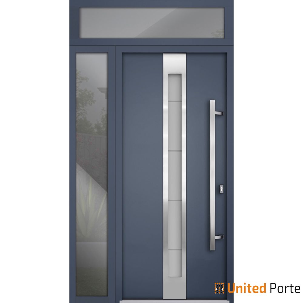 Front Exterior Prehung Steel Door | Stainless Inserts Single Modern Painted Door | Buy Doors Online