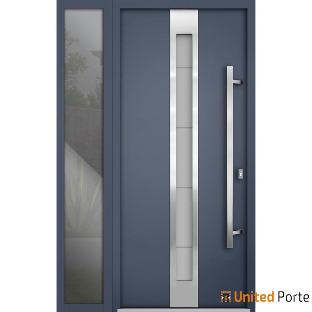 Front Exterior Prehung Steel Door | Stainless Inserts Single Modern Painted Door | Buy Doors Online