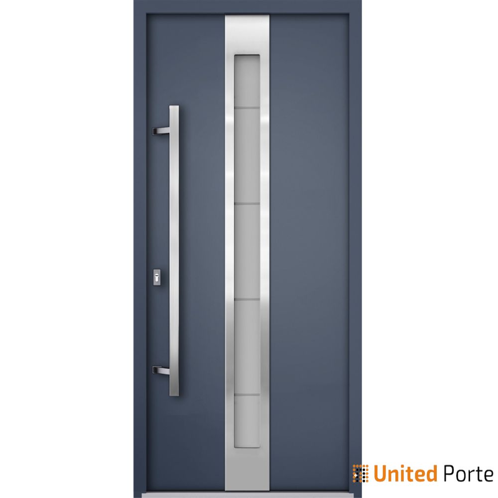 Front Exterior Prehung Steel Door | Stainless Inserts Single Modern Painted Door | Buy Doors Online