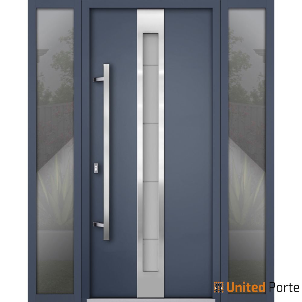 Front Exterior Prehung Steel Door | Stainless Inserts Single Modern Painted Door | Buy Doors Online