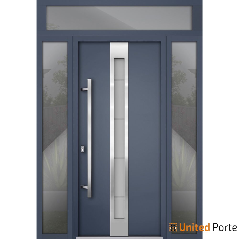 Front Exterior Prehung Steel Door | Stainless Inserts Single Modern Painted Door | Buy Doors Online