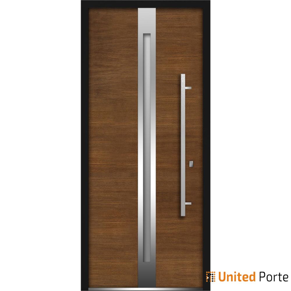 Front Exterior Prehung Steel Door | Stainless Inserts Single Modern Painted Door | Buy Doors Online