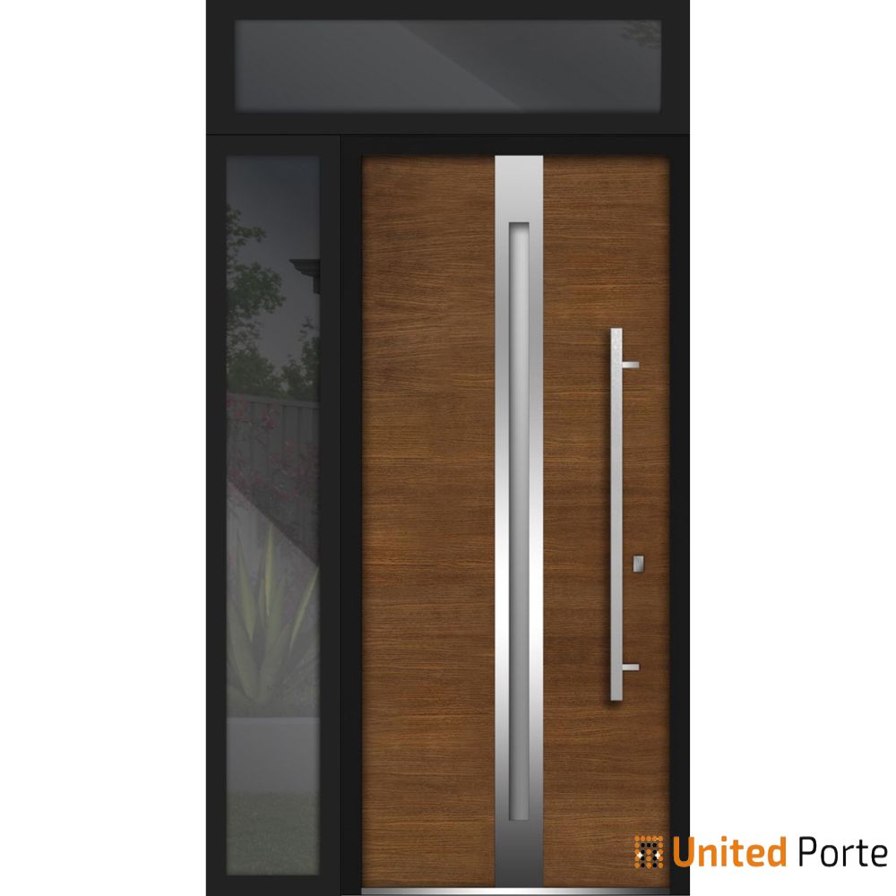 Front Exterior Prehung Steel Door | Stainless Inserts Single Modern Painted Door | Buy Doors Online