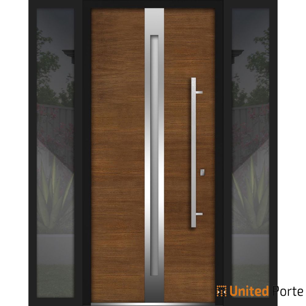 Front Exterior Prehung Steel Door | Stainless Inserts Single Modern Painted Door | Buy Doors Online