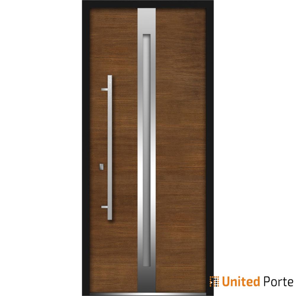 Front Exterior Prehung Steel Door | Stainless Inserts Single Modern Painted Door | Buy Doors Online