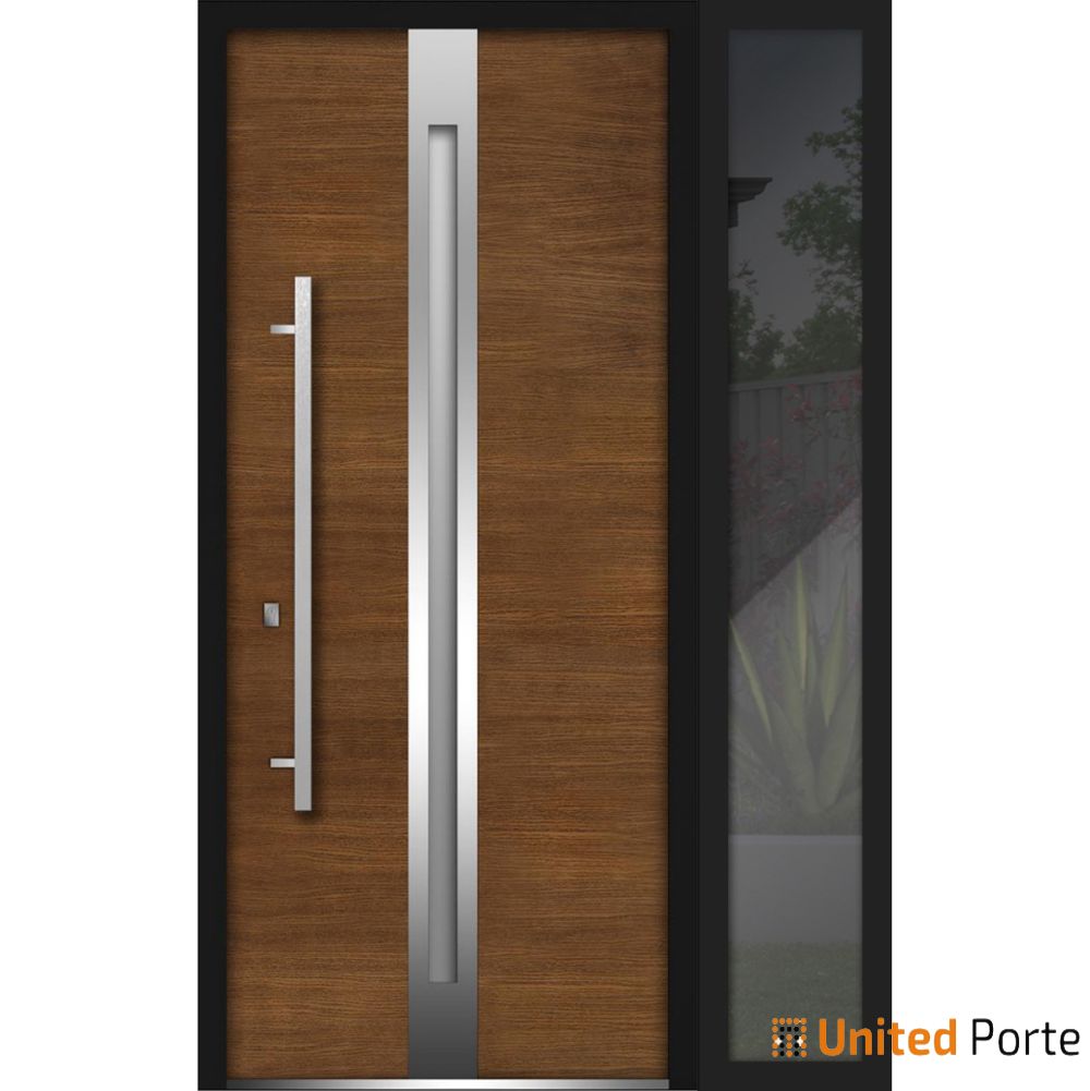 Front Exterior Prehung Steel Door | Stainless Inserts Single Modern Painted Door | Buy Doors Online