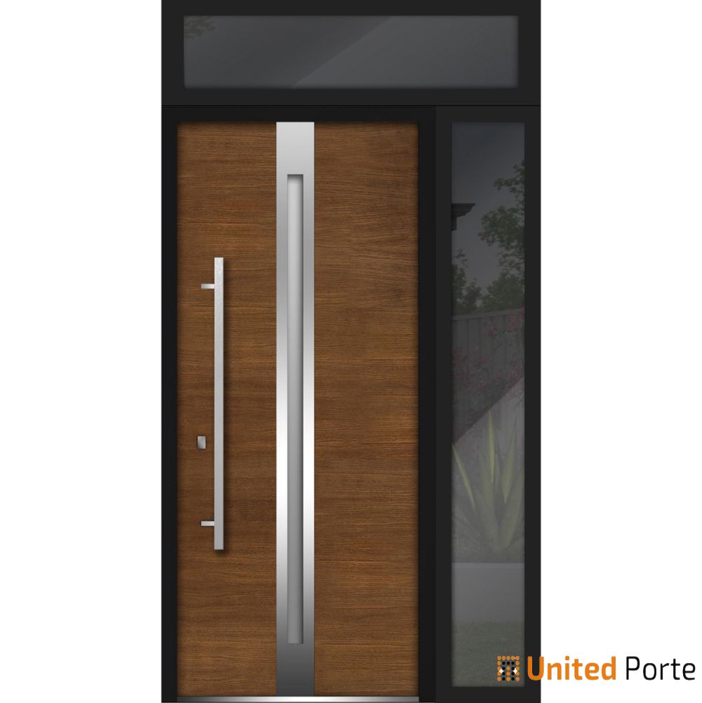 Front Exterior Prehung Steel Door | Stainless Inserts Single Modern Painted Door | Buy Doors Online