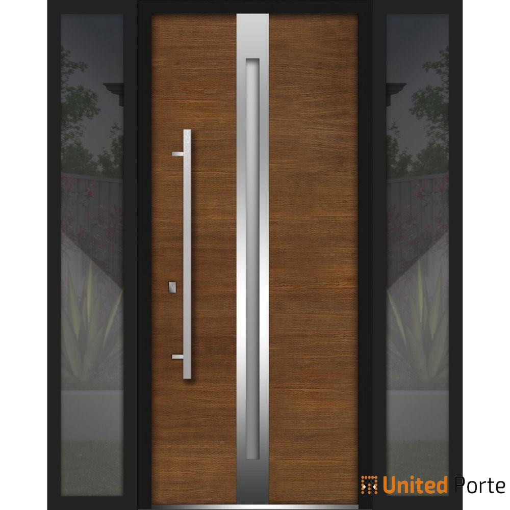 Front Exterior Prehung Steel Door | Stainless Inserts Single Modern Painted Door | Buy Doors Online