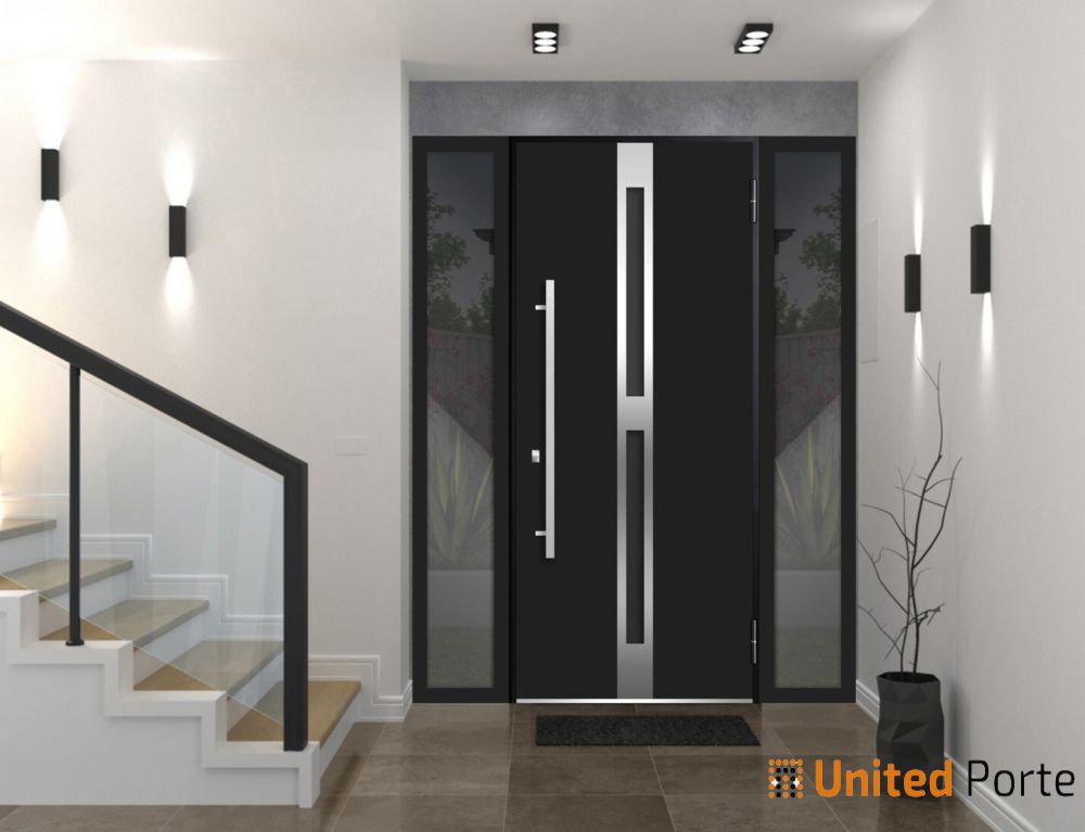Front Exterior Prehung Steel Door | Stainless Inserts Single Modern Painted Door | Buy Doors Online