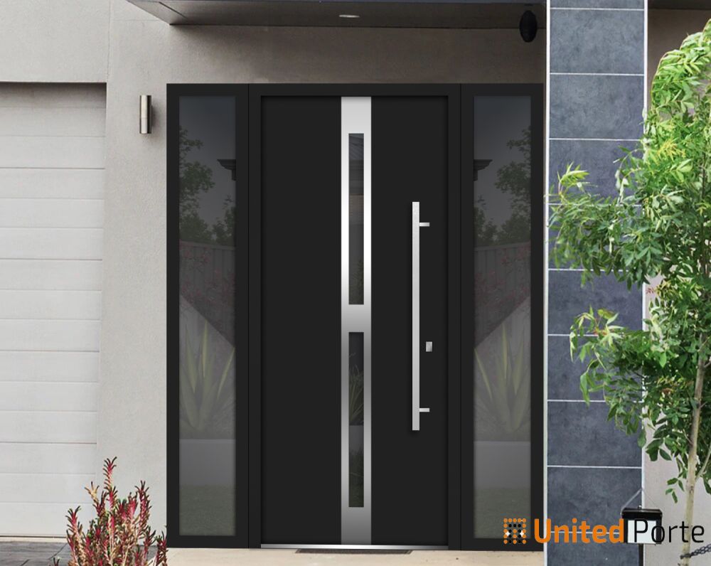Front Exterior Prehung Steel Door | Stainless Inserts Single Modern Painted Door | Buy Doors Online