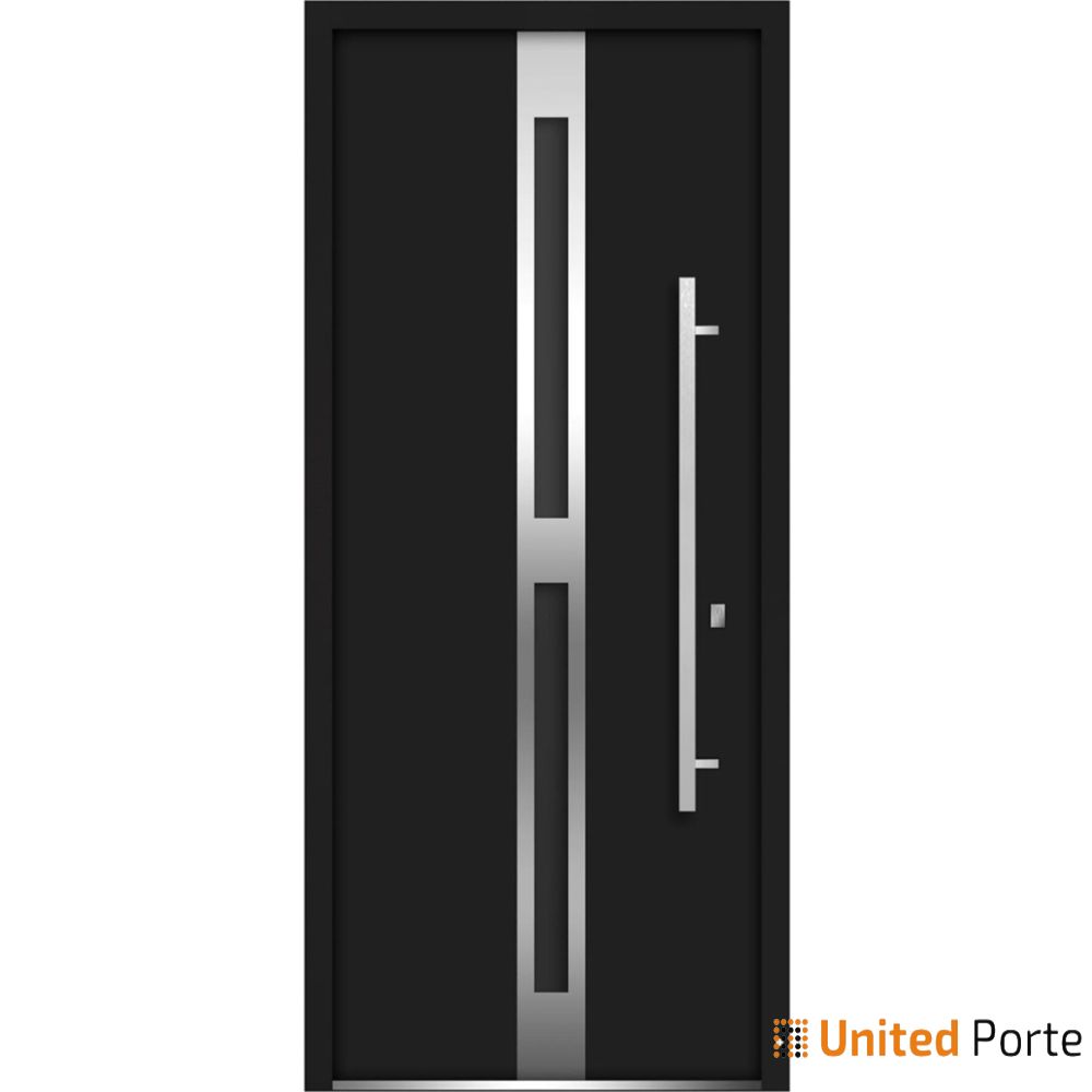 Front Exterior Prehung Steel Door | Stainless Inserts Single Modern Painted Door | Buy Doors Online