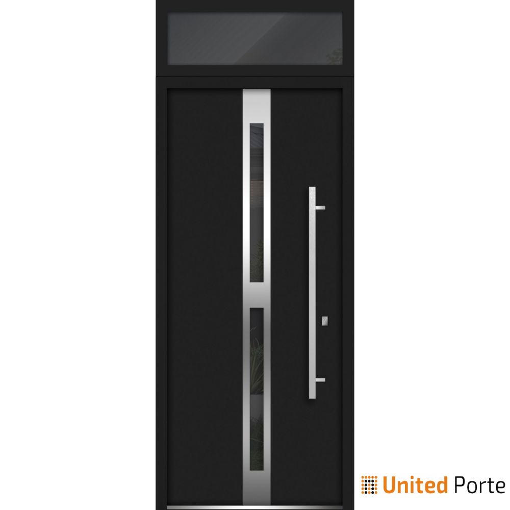 Front Exterior Prehung Steel Door | Stainless Inserts Single Modern Painted Door | Buy Doors Online