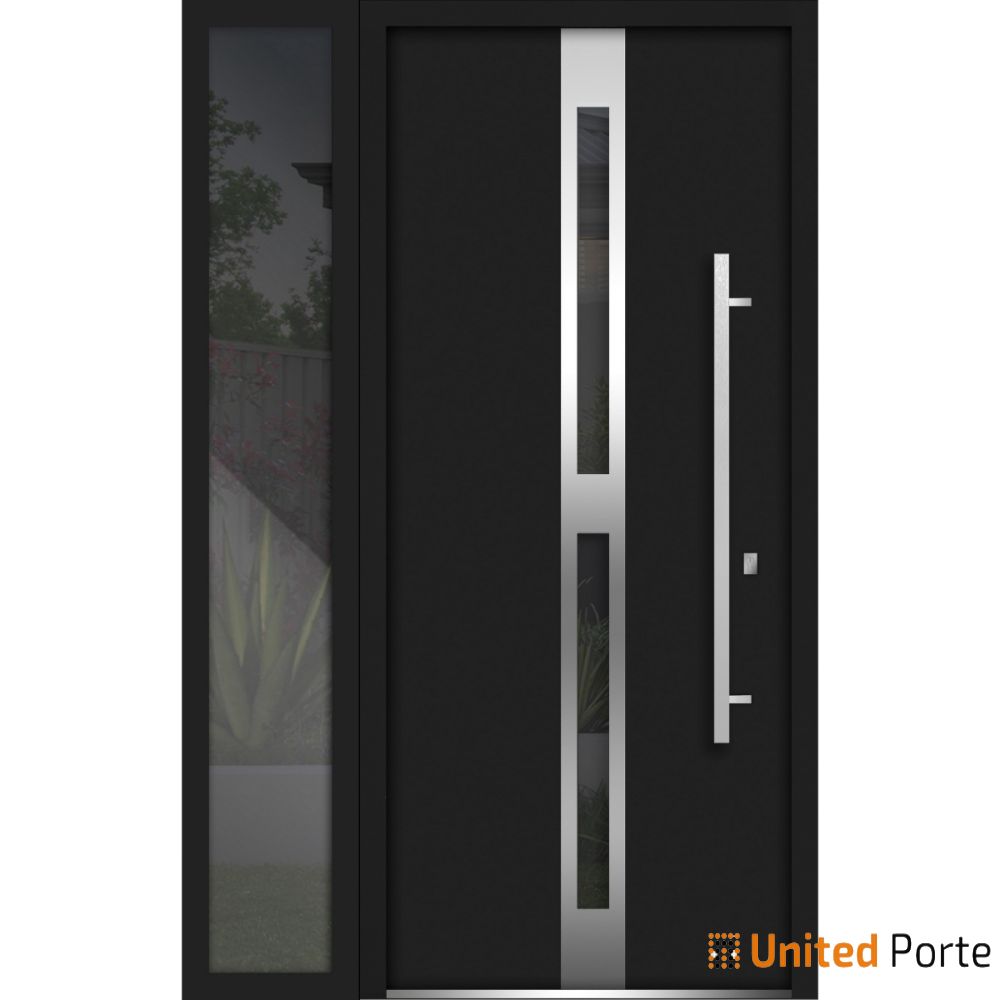 Front Exterior Prehung Steel Door | Stainless Inserts Single Modern Painted Door | Buy Doors Online