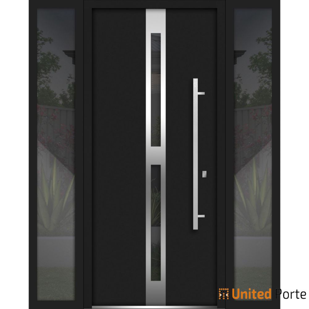 Front Exterior Prehung Steel Door | Stainless Inserts Single Modern Painted Door | Buy Doors Online