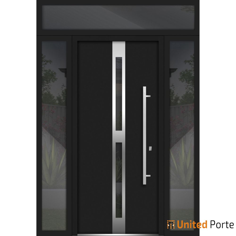 Front Exterior Prehung Steel Door | Stainless Inserts Single Modern Painted Door | Buy Doors Online
