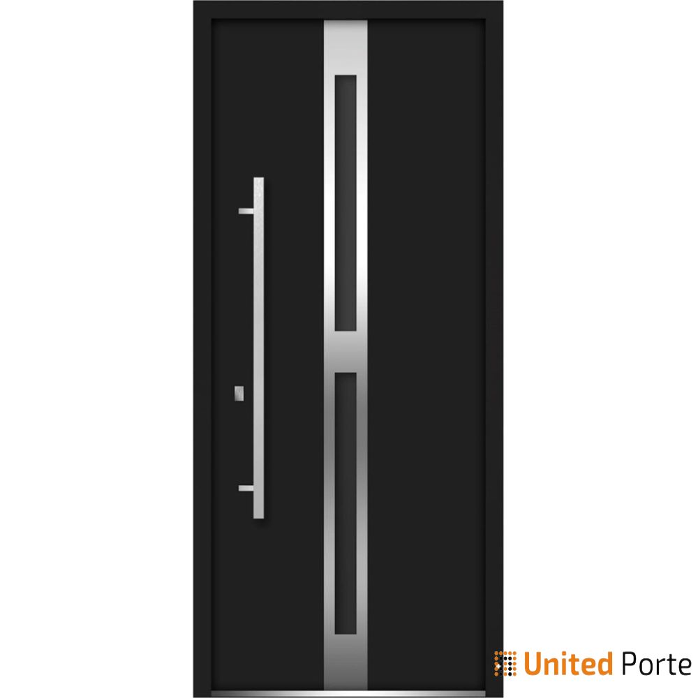 Front Exterior Prehung Steel Door | Stainless Inserts Single Modern Painted Door | Buy Doors Online