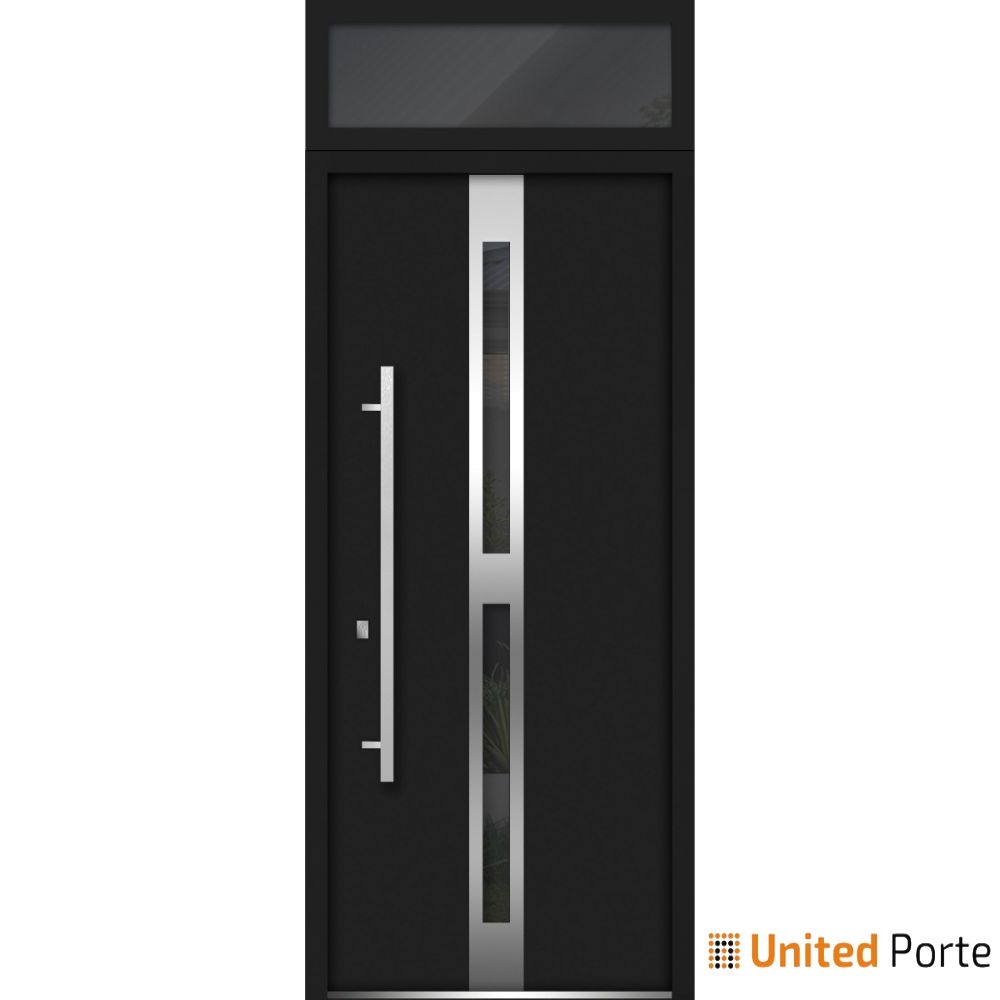 Front Exterior Prehung Steel Door | Stainless Inserts Single Modern Painted Door | Buy Doors Online