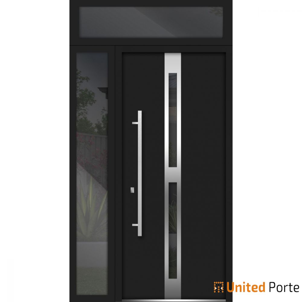 Front Exterior Prehung Steel Door | Stainless Inserts Single Modern Painted Door | Buy Doors Online