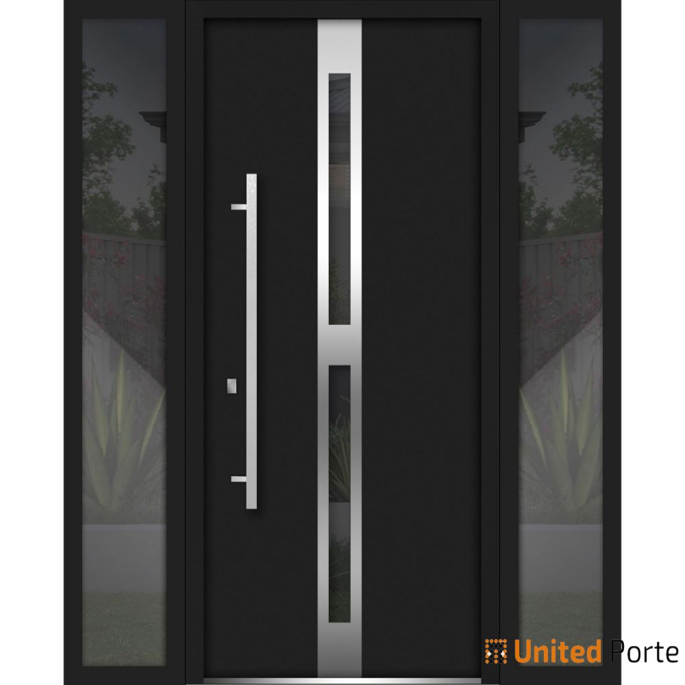 Front Exterior Prehung Steel Door | Stainless Inserts Single Modern Painted Door | Buy Doors Online