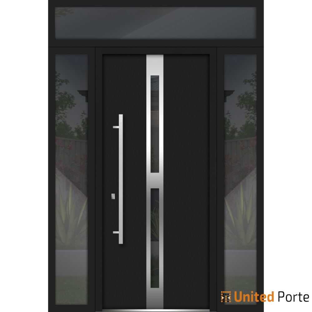 Front Exterior Prehung Steel Door | Stainless Inserts Single Modern Painted Door | Buy Doors Online