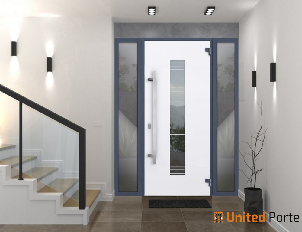Front Exterior Prehung Steel Door | Stainless Inserts Single Modern Painted Door | Buy Doors Online