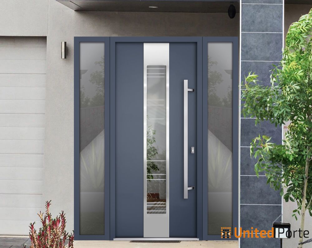 Front Exterior Prehung Steel Door | Stainless Inserts Single Modern Painted Door | Buy Doors Online
