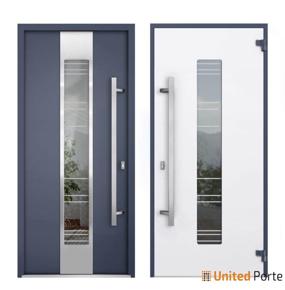 Front Exterior Prehung Steel Door | Stainless Inserts Single Modern Painted Door | Buy Doors Online