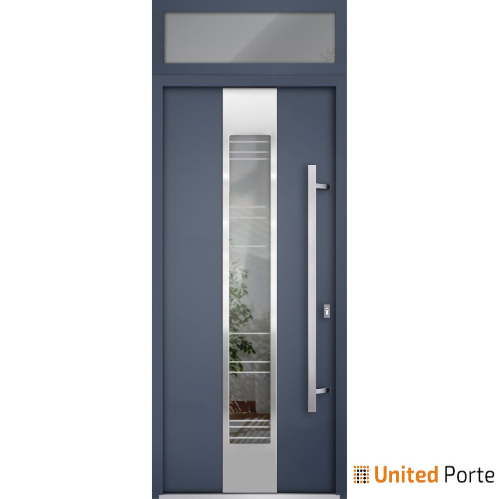 Front Exterior Prehung Steel Door | Stainless Inserts Single Modern Painted Door | Buy Doors Online