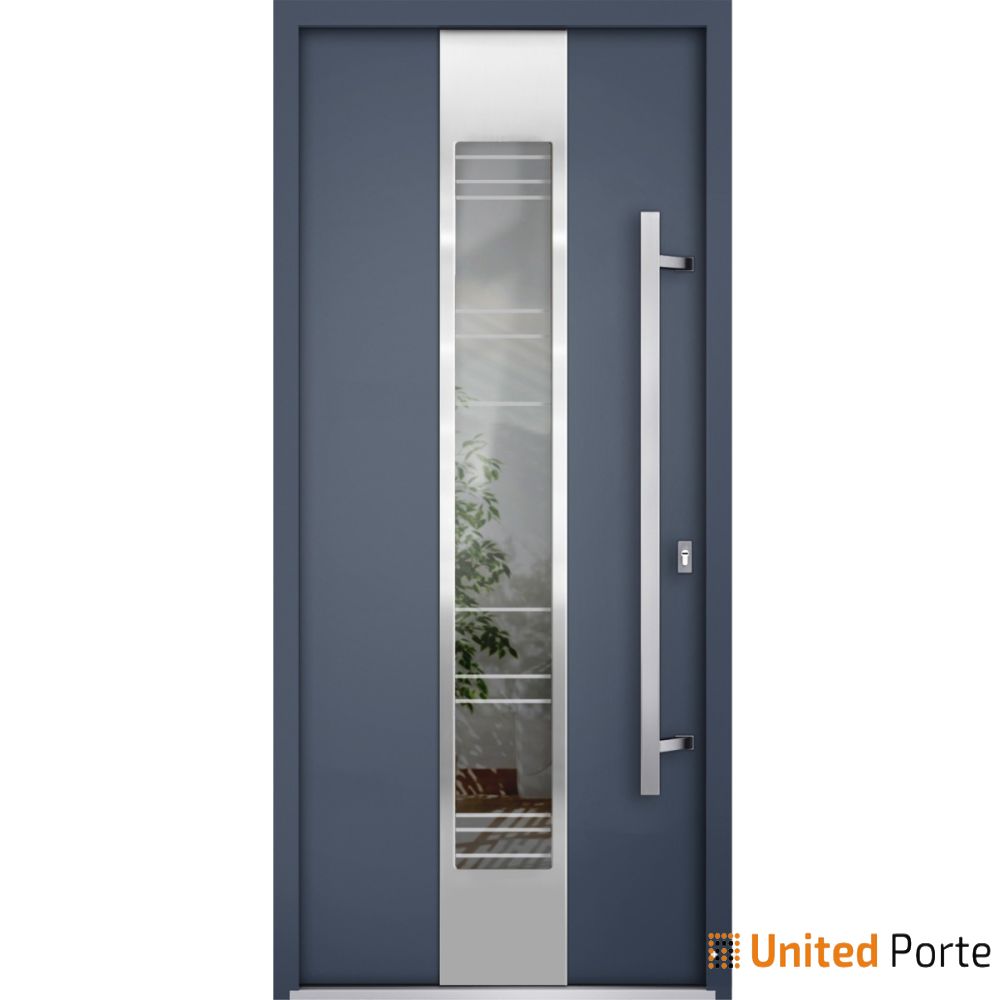 Front Exterior Prehung Steel Door | Stainless Inserts Single Modern Painted Door | Buy Doors Online