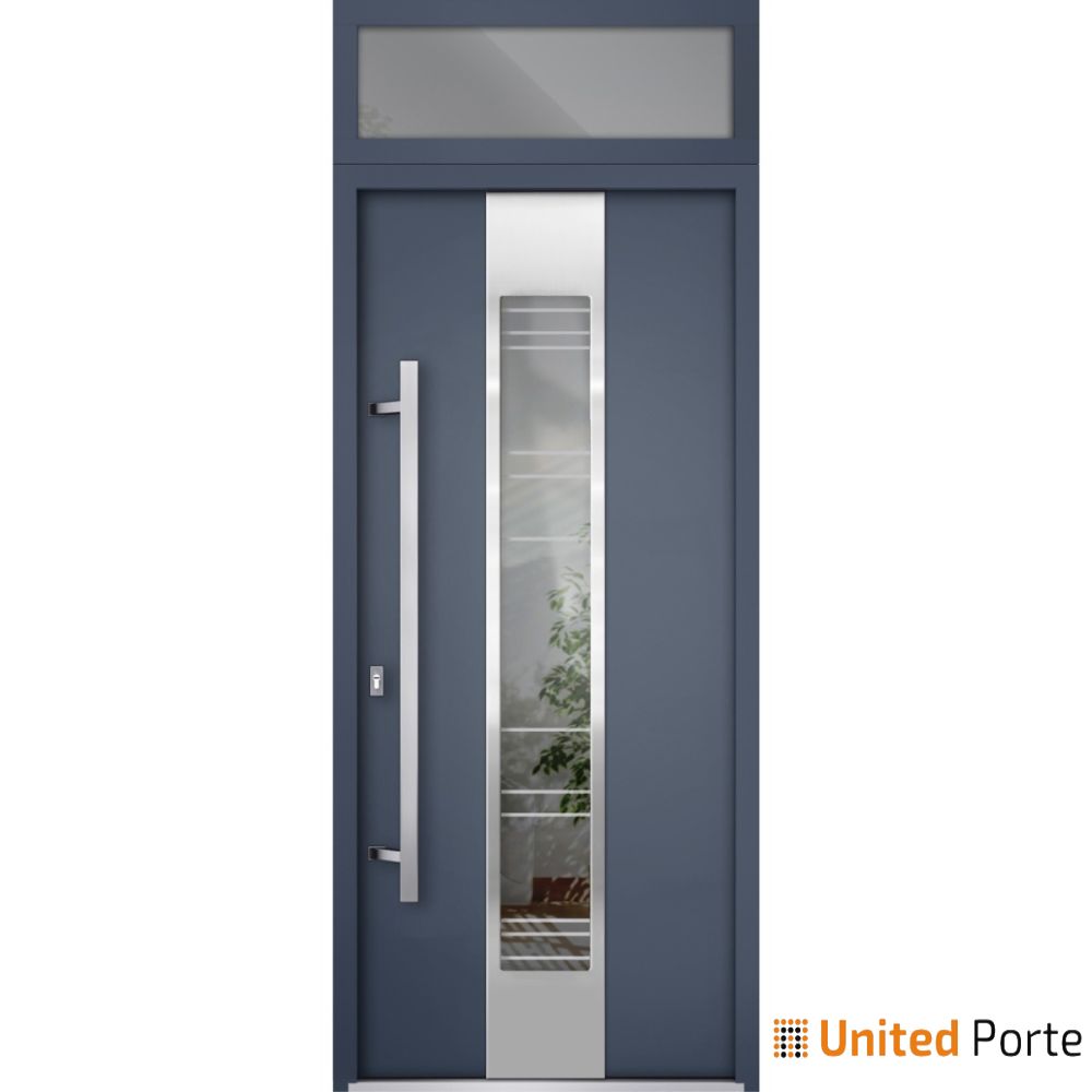 Front Exterior Prehung Steel Door | Stainless Inserts Single Modern Painted Door | Buy Doors Online