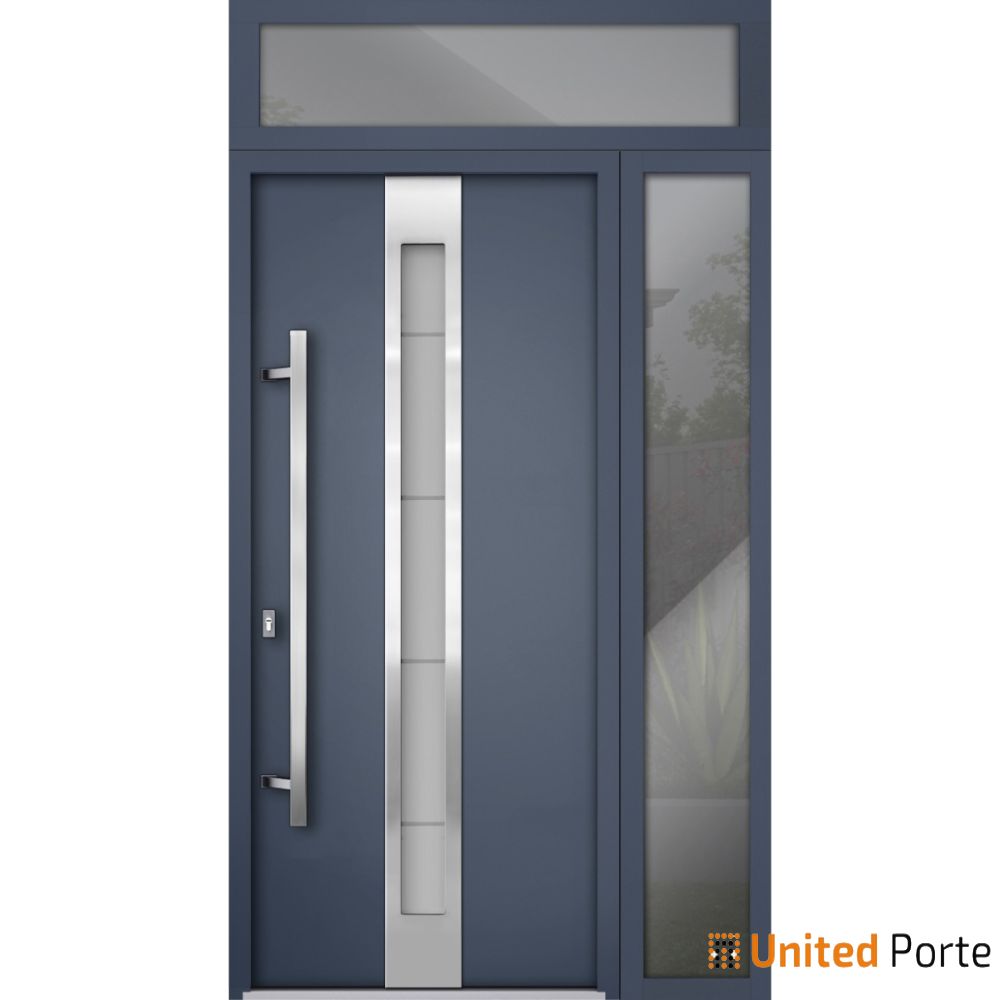 Front Exterior Prehung Steel Door | Stainless Inserts Single Modern Painted Door | Buy Doors Online