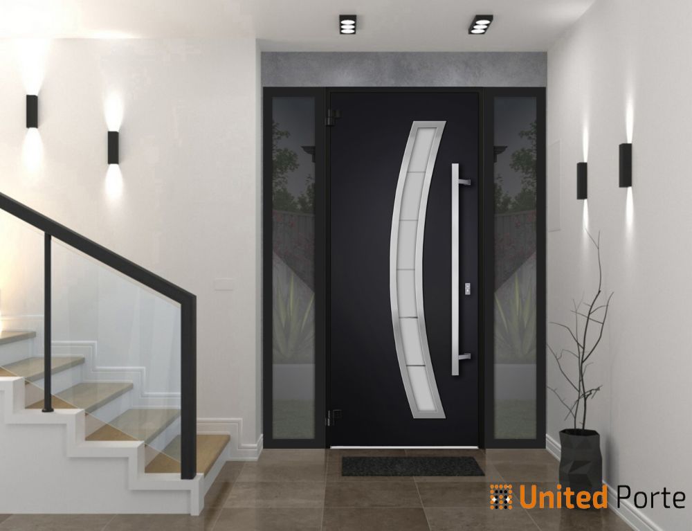 Front Exterior Prehung Steel Door | Stainless Inserts Single Modern Painted Door | Buy Doors Online