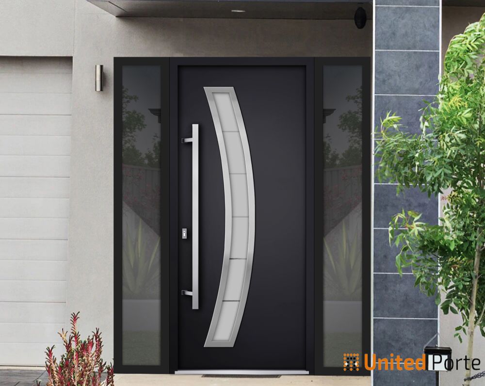 Front Exterior Prehung Steel Door | Stainless Inserts Single Modern Painted Door | Buy Doors Online
