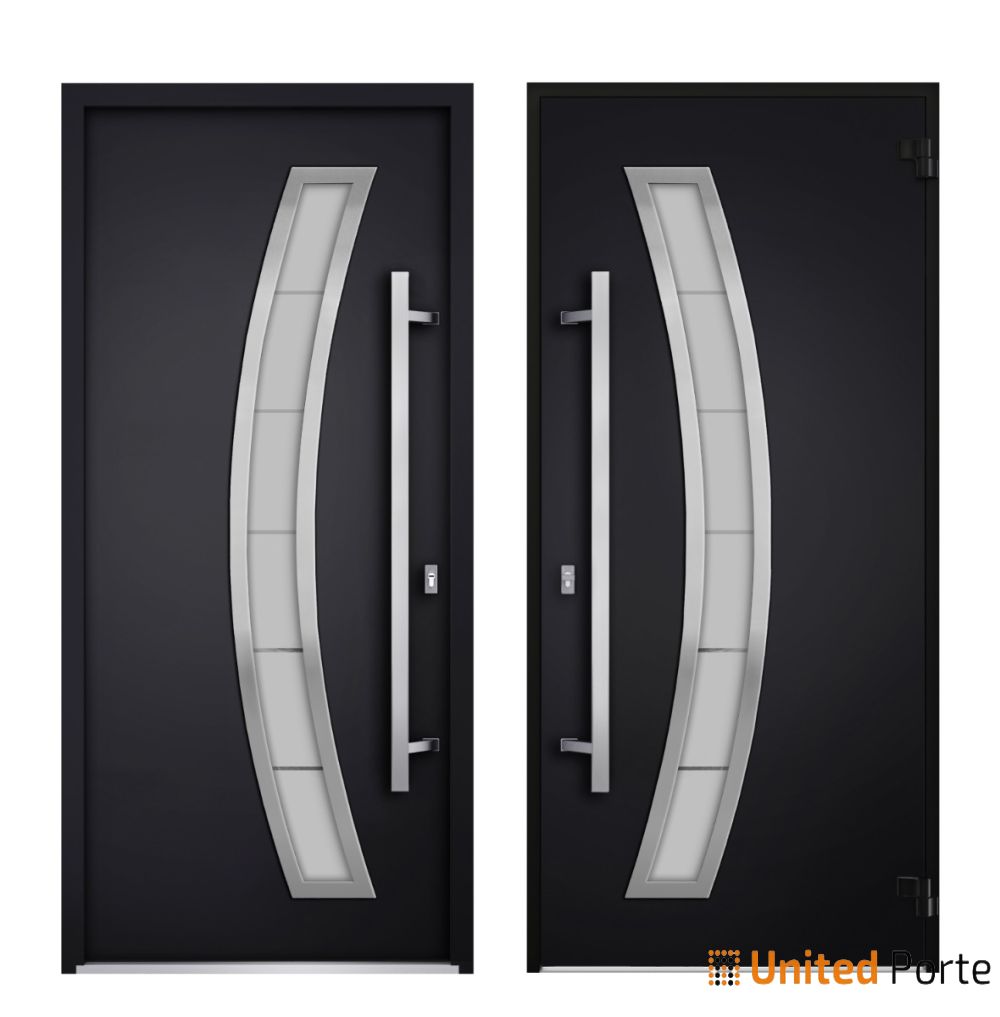 Front Exterior Prehung Steel Door | Stainless Inserts Single Modern Painted Door | Buy Doors Online