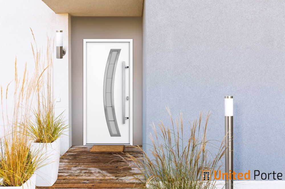 Front Exterior Prehung Steel Door | Stainless Inserts Single Modern Painted Door | Buy Doors Online